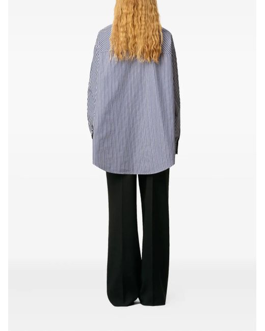 Camicia A Righe Con Colletto Stile Bandana di AMI in Blue