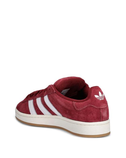 adidas Campus 00S Three-Stripe Suede Sneakers in Red | Lyst