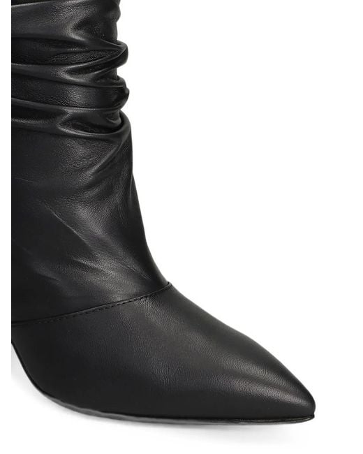 Via Roma 15 Black Ruched Pointed-Toe Ankle Boots