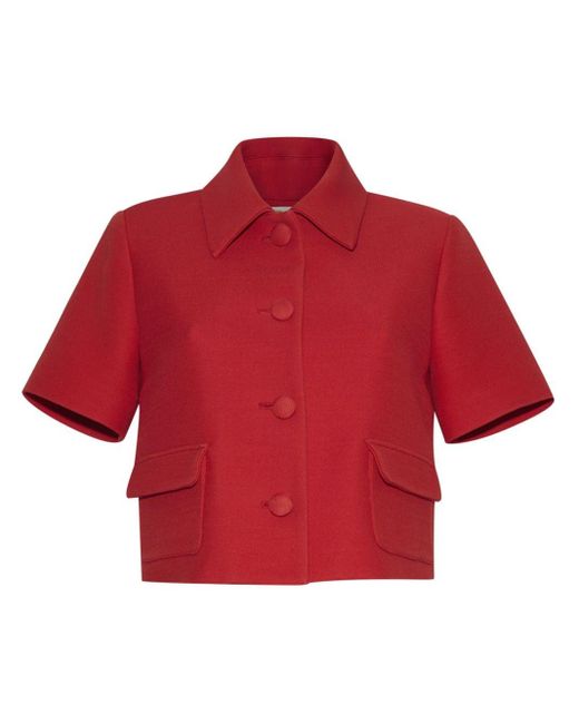 Adam Lippes Red Marseille Short-sleeve Wool Jacket