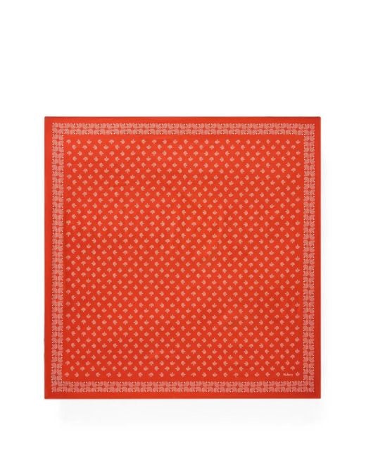 Mulberry Red Tree-Print Cotton Scarf
