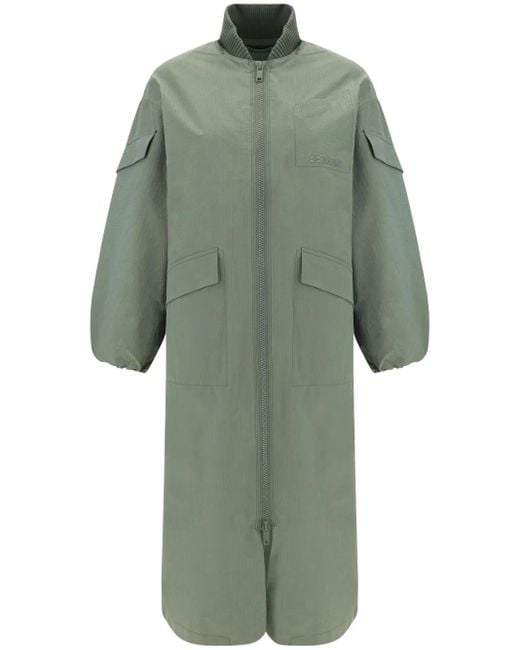 Ganni Green Seersucker Shell Coat