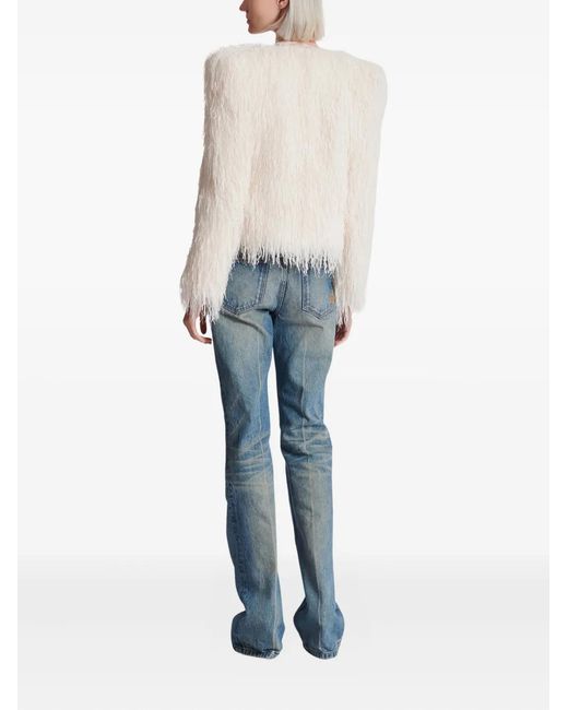 Balmain White Fringed Jacket