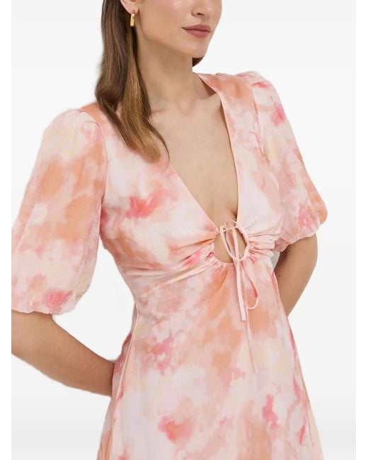 Bardot Pink V-Neck Midi Dress