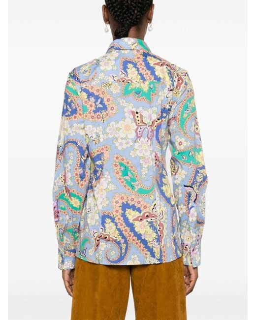 Etro White Floral-Print Shirt