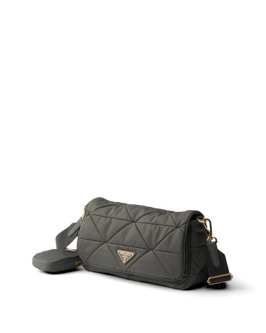 Prada Gray Padded Re-Nylon Shoulder Bag