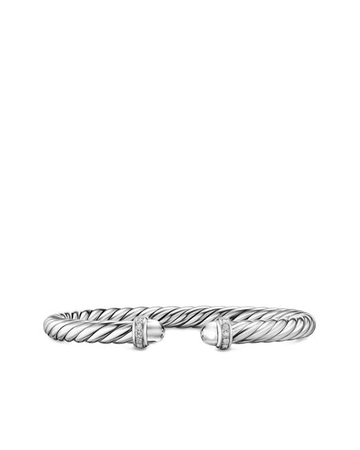 David Yurman White Sterling Cable Flex Diamond Bracelet