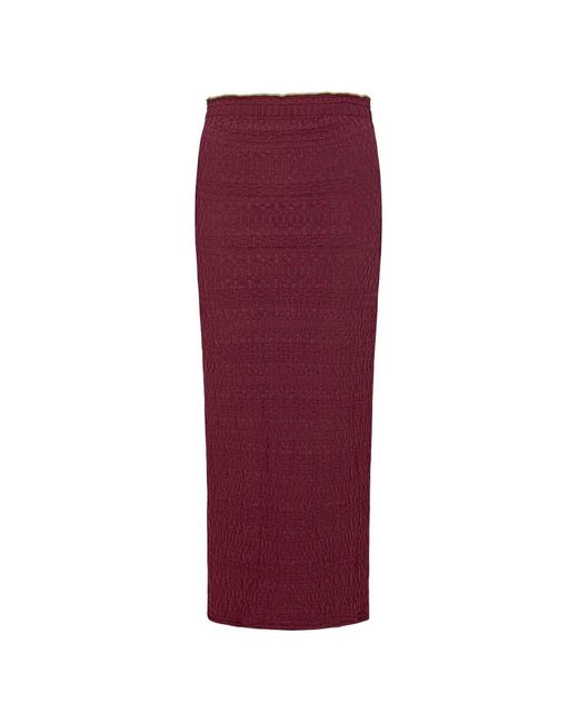Tropic of C Red Smocked Strapless Midi Dress
