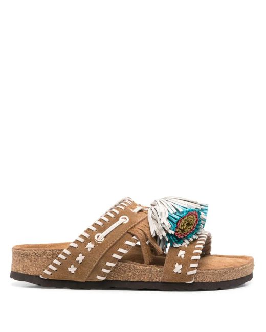 サンダル・ミュール ELENA IACHI SS25 SUEDE TAN SLIPPERS (C10 TAN) Elena Iachi C10 Sandals in White | Lyst