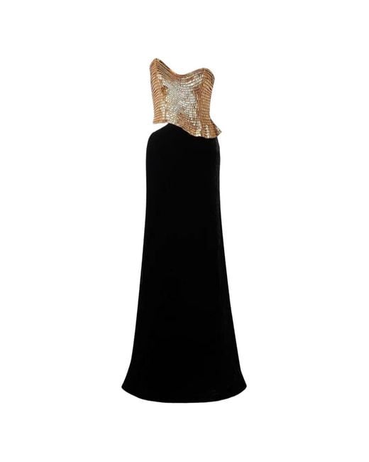 Naeem Khan Black Crystal-Embellished Maxi Dress