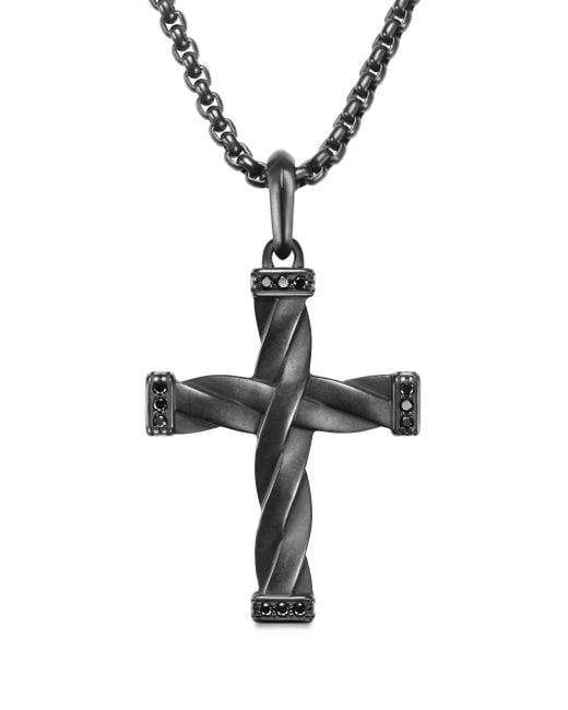 David Yurman Dy Helios Cross Hanger (48Mm) in het Black voor heren