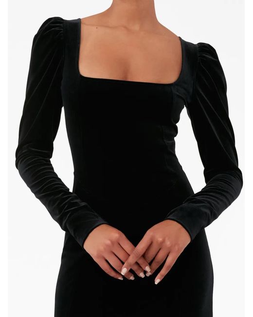 Ganni Black Square-Neck Velvet Maxi Dress
