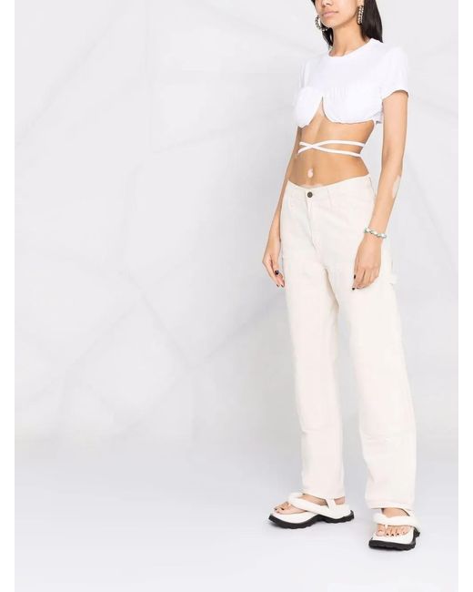 Jacquemus White Le T-Shirt Baci Cropped Top