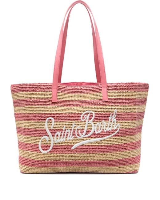 Mc2 Saint Barth Pink Raffia City Tote Bag