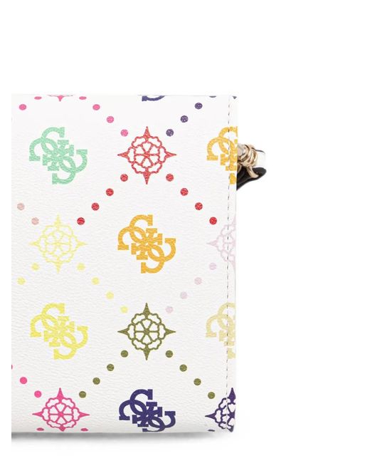 Guess White Silia Monogram-Print Logo-Plaque Wallet