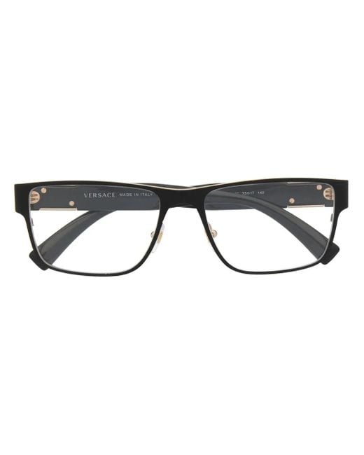 Versace Eckige Brille Mit Logo-Schild in Black für Herren