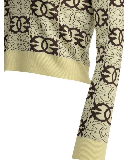 Pinko White Monogram-Pattern Sweater