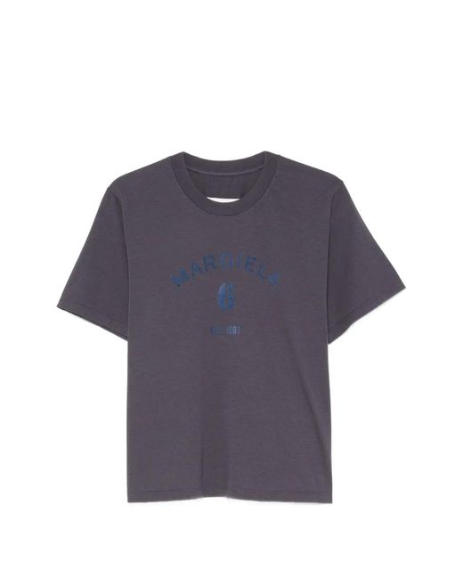 MM6 by Maison Margiela Blue Logo-Print T-Shirt