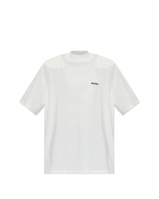 The Attico White Shoulder-Pad Logo-Embroidered T-Shirt