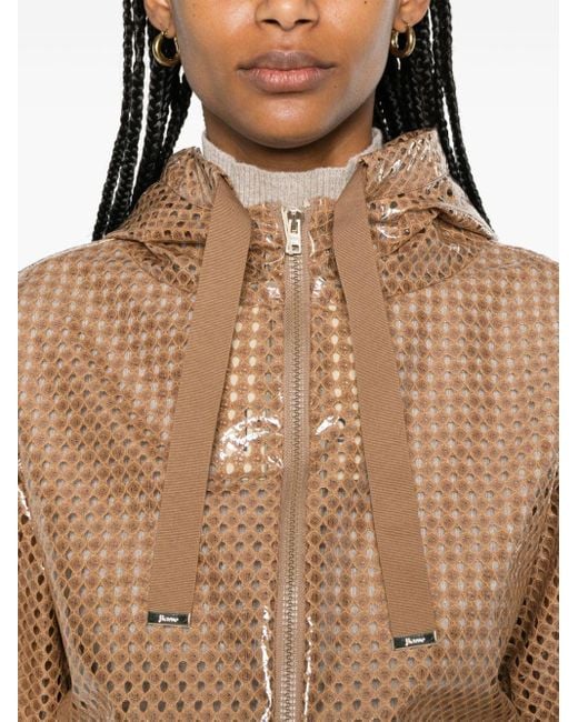 Herno Natural Coated Pattern-lace Hooded Jacket