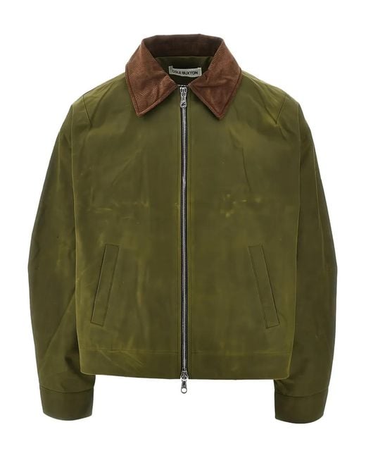 Cole Buxton Green Corduroy-Collar Overshirt for men