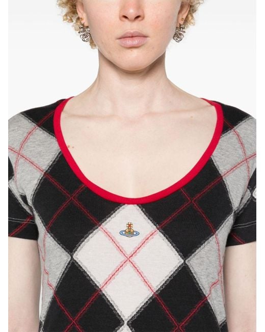 Tシャツ・カットソー Vivienne Westwood Micro Lollo T-Shirt Vivienne Westwood Lollo Argyle-pattern T-shirt in Black