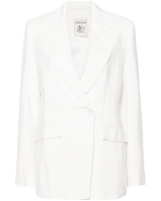Semicouture White Armoured Double-breasted Blazer