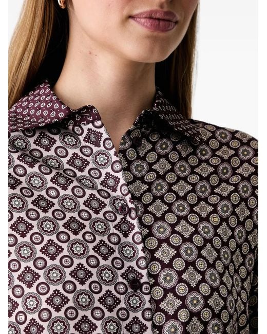 Liu Jo Purple Geometric-Print Lace-Trim Shirt Dress