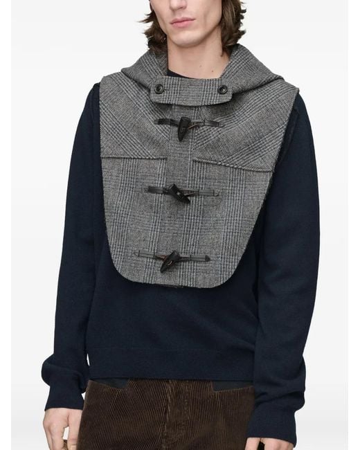 Maison Margiela Gray Check-Pattern Toggle-Fastening Scarf for men