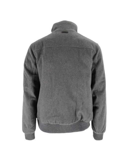 Peserico Gray Ribbed-Trim Jacket for men