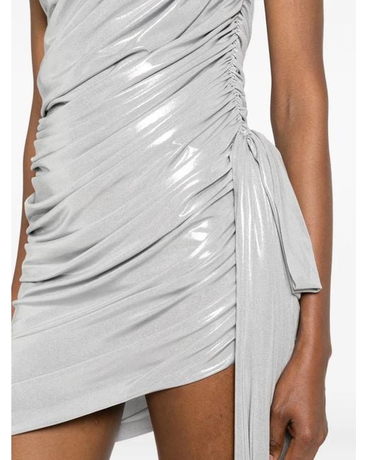 Norma Kamali White Diana Ruched-Finish Mini Dress