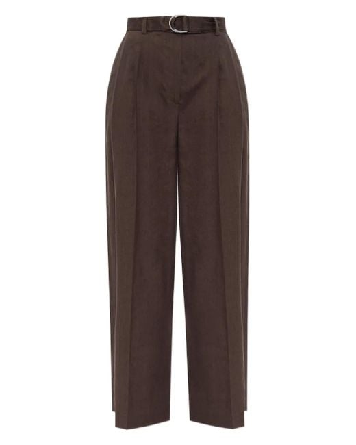 Helmut Lang Brown High-Waisted Belted Trousers