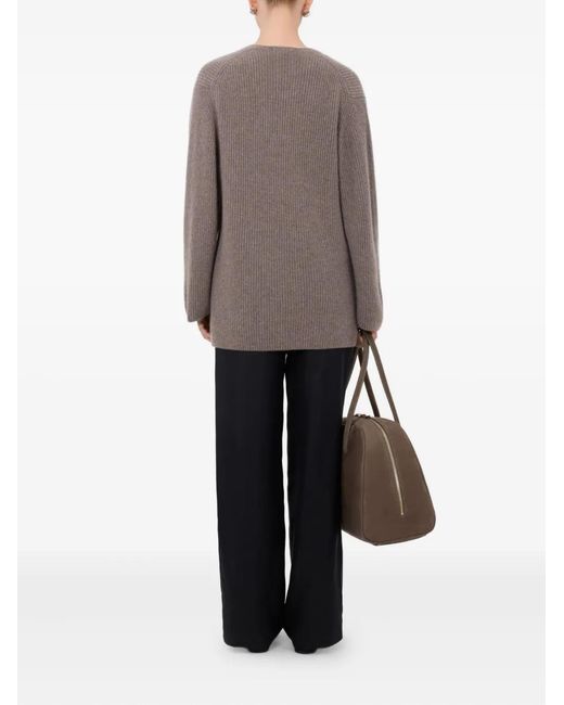 Loulou de Saison Gray Gabe Ribbed U Neck Sweater