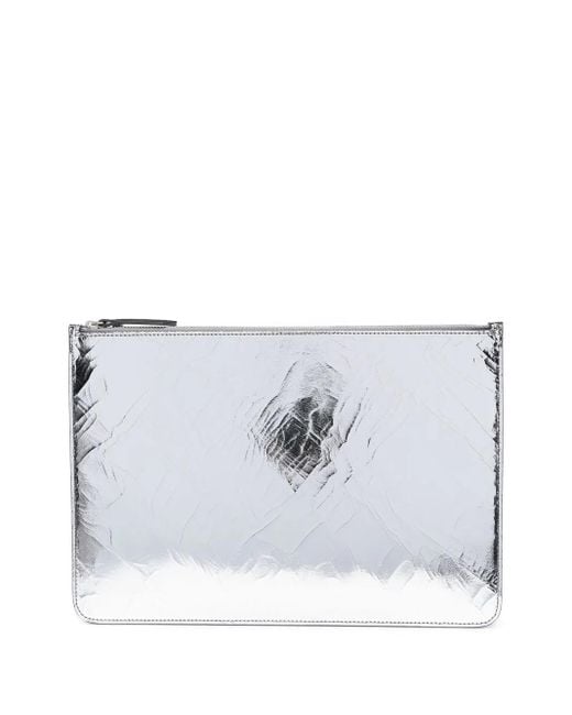 Maison Margiela Gray Four-Stitch Logo Clutch for men