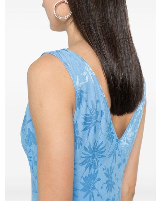 Rixo Blue Sandrine Floral-jacquard Maxi Dress