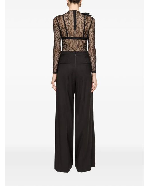 Nissa Black Layered Wide-Leg Trousers