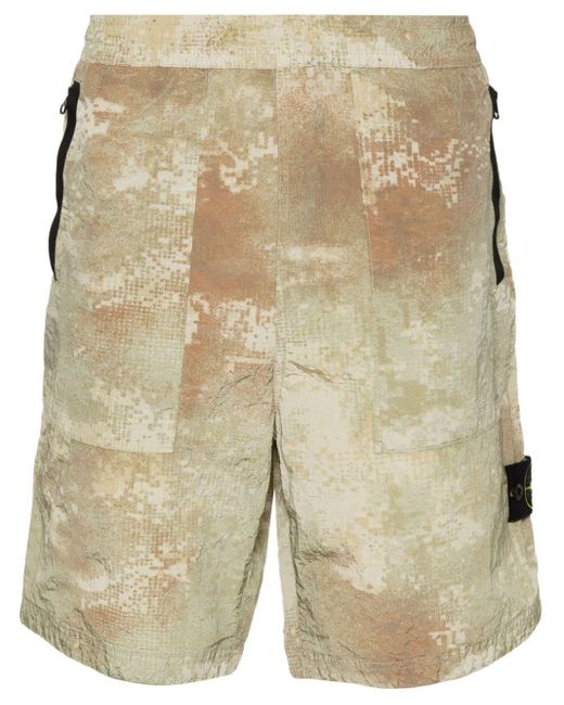 Stone Island Sport-Shorts mit abstraktem Print in Natural für Herren