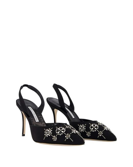 Manolo Blahnik Black Crystal-Embellished Stiletto Pumps