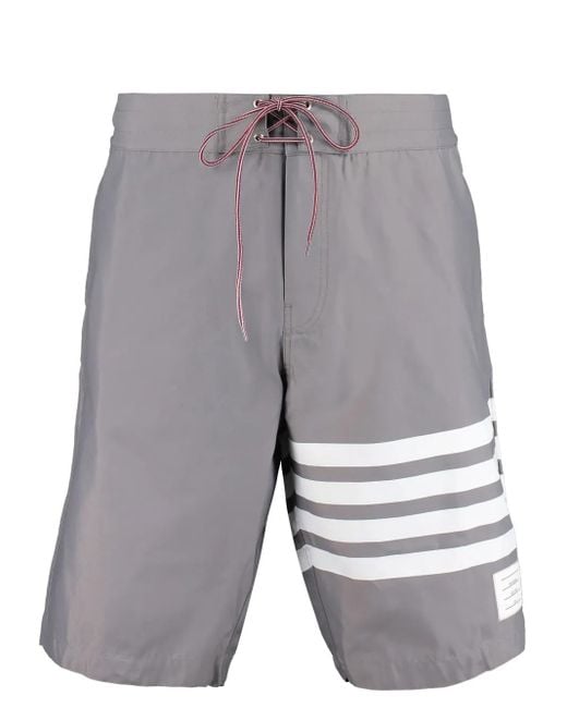 メンズ Thom Browne 4bar トランクス水着 Gray