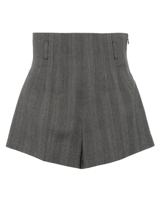 Prada Gray Wool Pleated Shorts