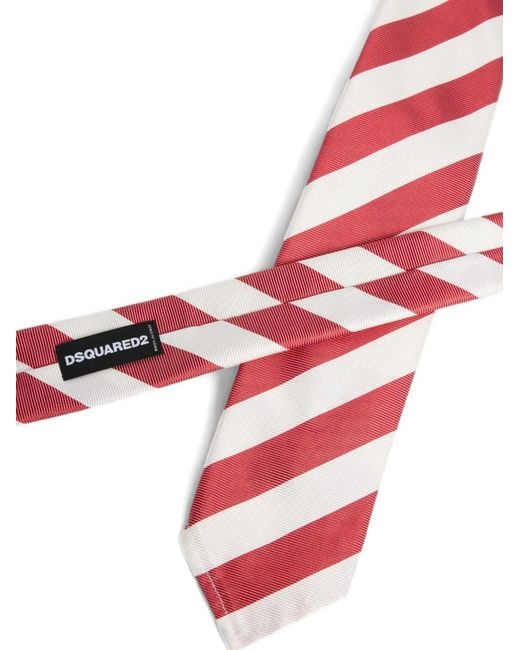 DSquared² Red Striped Silk Tie for men