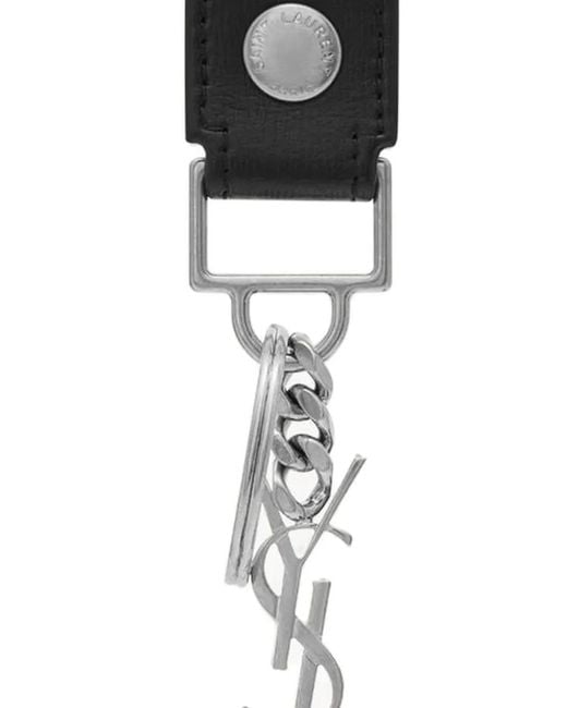 Saint Laurent Black Cassandre Key Ring for men