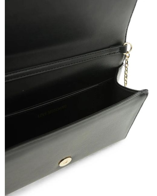 Moschino Black Logo-Print Chain-Strap Small Shoulder Bag