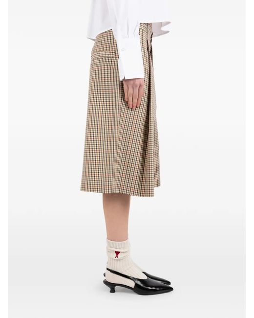 Societe Anonyme Natural Checked Pleated Shorts