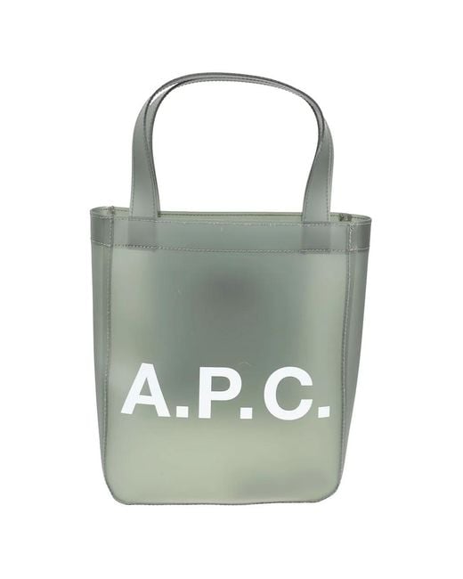 A.P.C. Green Logo-Print Tote Bag