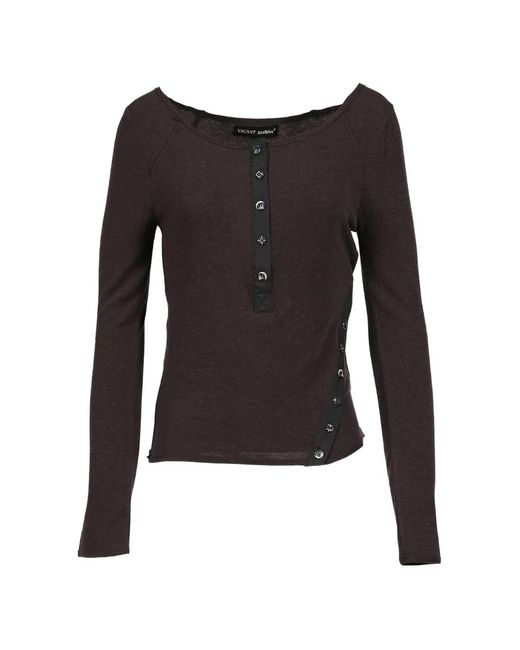 VACANT Archive Black Lenny Henley-Neck T-Shirt
