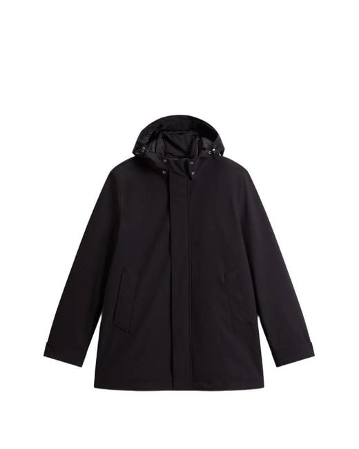 Woolrich Black Hooded Padded Short Coat for men