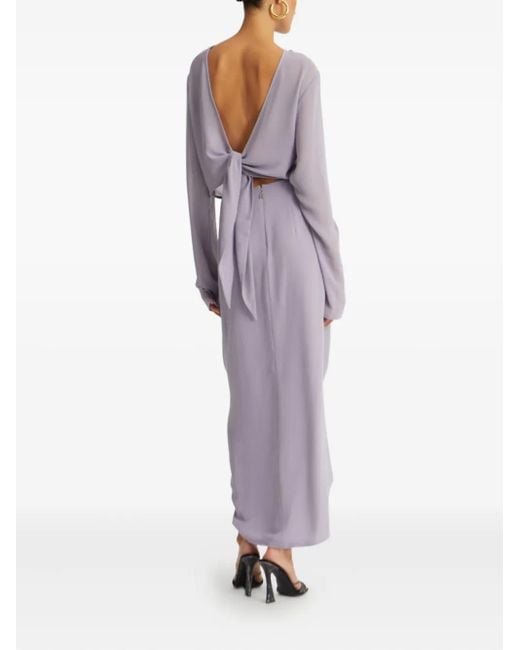 ROTATE BIRGER CHRISTENSEN Purple Knot-Embellished Crepe Skirt