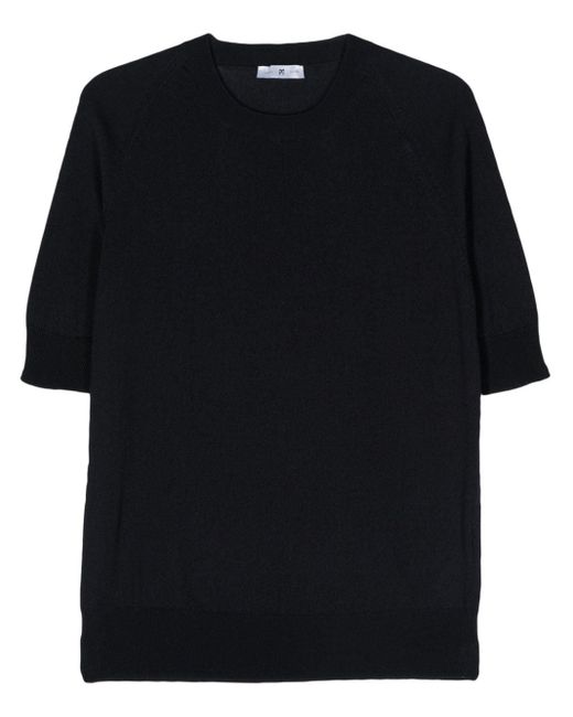 PT Torino Black Cotton-blend Ribbed T-shirt for men