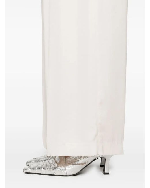 Peserico White Satin Palazzo Trousers